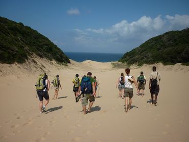 Coming down off the Zilonde dune – sky and ocean blue in the horizon.